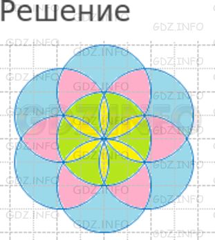 Школа 5 круг на. Математические цветки из циркуля. Рисунки с помощью циркуля для 5 класса. Узор из окружностей. Цветок из окружностей.