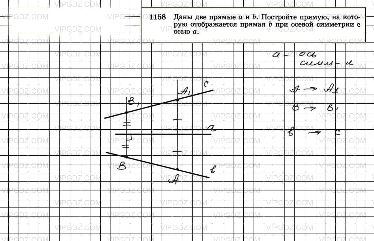 Даны две прямые а и b. Постройте прямую, на которую отображается прямая b  при осевой симметрии с осью а.